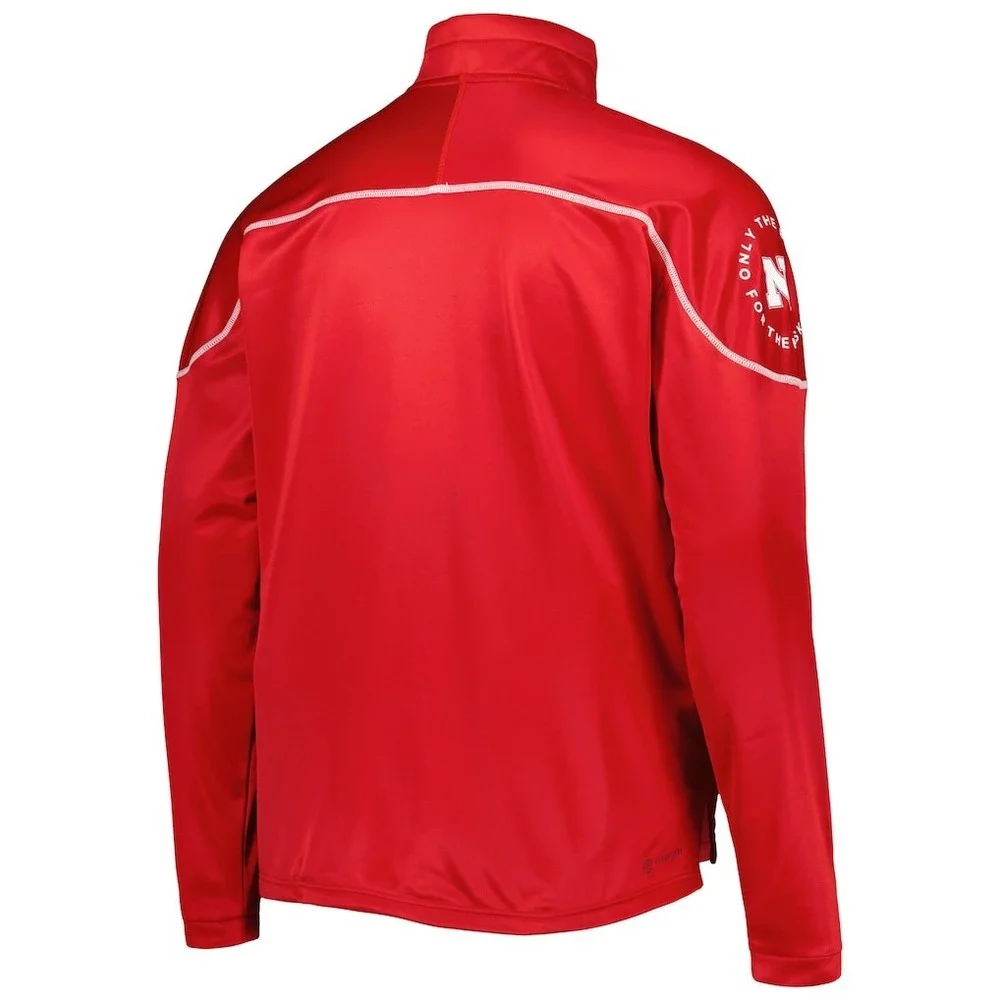 Nebraska Huskers Red Adidas AEROREADY Knit Quarter Snap Jacket Men's Size Large